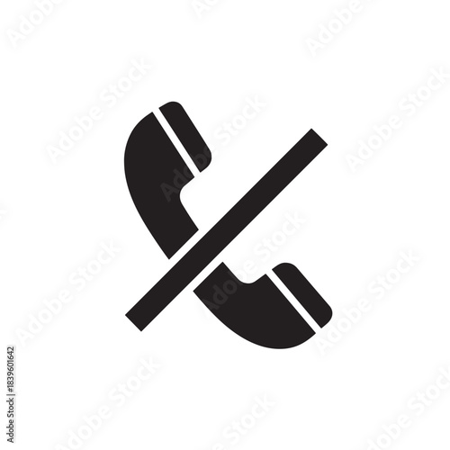 Phone call rejected symbol for app ui and website interface, black vector icon