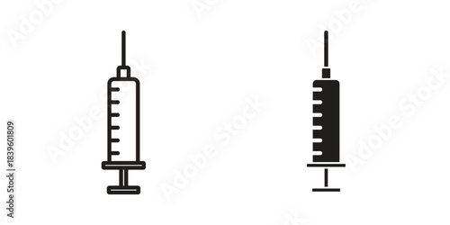 Vaccine vial icons silhouette vector flat illustration design. Stroke line icons