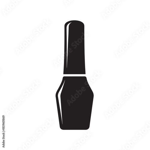 Nail polish bottle icon for beauty and cosmetics, black silhouette