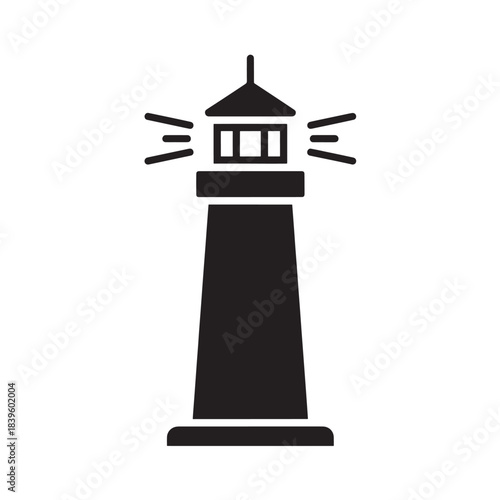 Lighthouse icon for navigation and maritime symbol, simple vector illustration