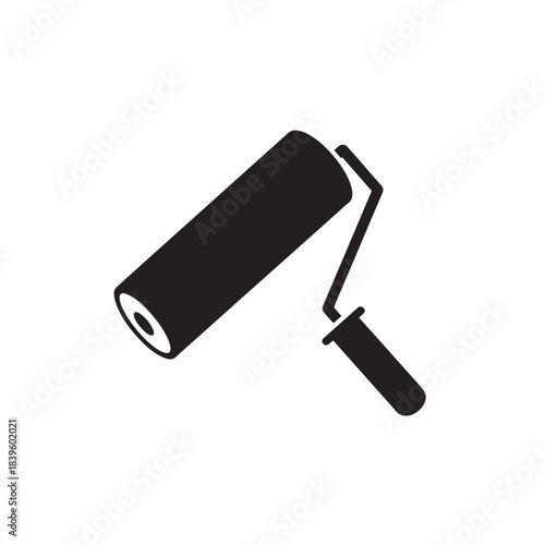 Paint roller icon for home renovation and decoration, minimalist vector symbol