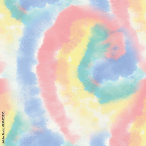 Tie Dye Vector. Rainbow Tiedye Pattern. Soft 1960 Tye Dye. Tie Dye Swirl. Spiral Rainbow Tiedye. Blue Color Swirl Background. Gradient Pink Tie Dye. 1970s Print Paint. Vector Unicorn Pattern