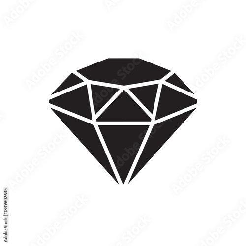 Black diamond silhouette icon a minimalist flat vector graphic representing luxury and value perfect for app design or branding