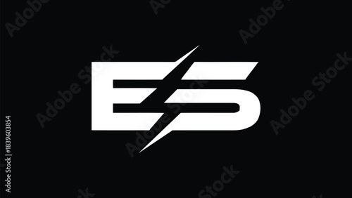 Minimal ES Letter Monogram Logo – Modern Geometric Black and White Vector Icon