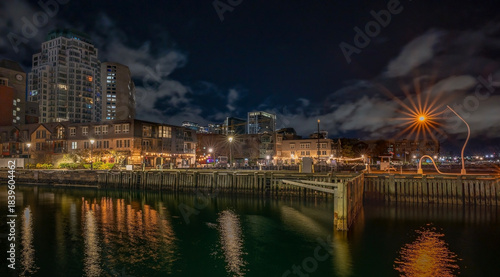 Night view of the harbour in Halifax, Nova Scotia, Canada