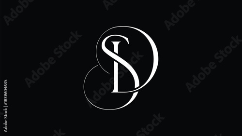 Vector SD, DS initial letter monogram logo design. Luxury and fashion logo