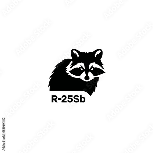 Black and white silhouette of a raccoon on white background