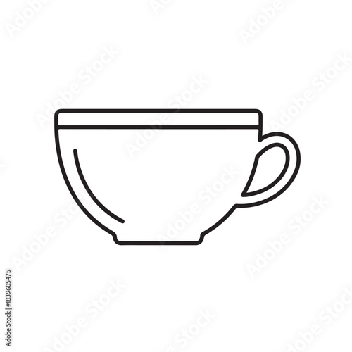 Simple outline teacup or coffee cup icon a minimalist vector graphic element for web design mobile apps and beverage-related concepts