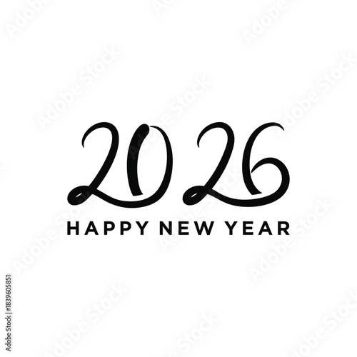 2026 happy new year logo design vector. word mark text 2026 new year logo design graphics template	