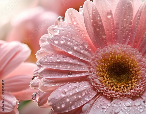 soft pink flower water droplets