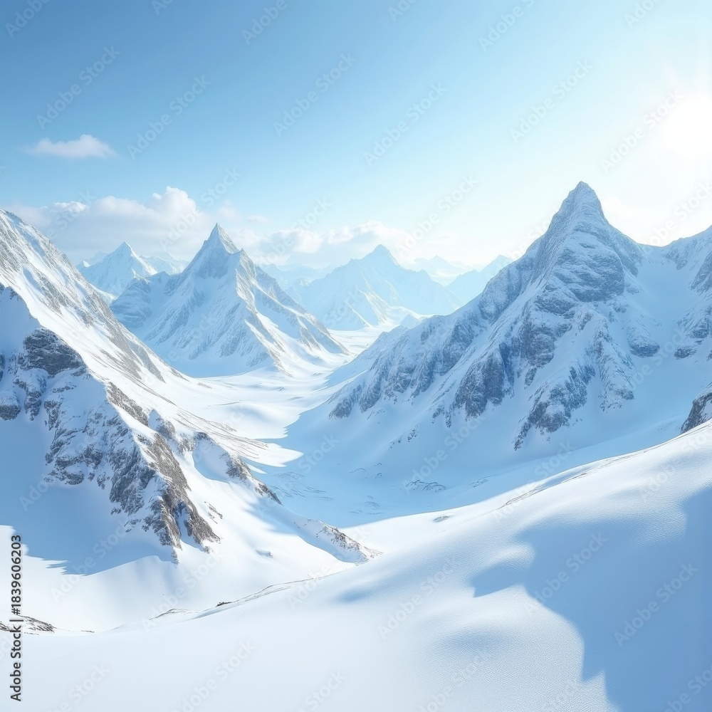 Fototapeta premium Stunning Snow-Covered Peaks Majestic Winter Fairytale Crystal White Scene Frozen Beauty