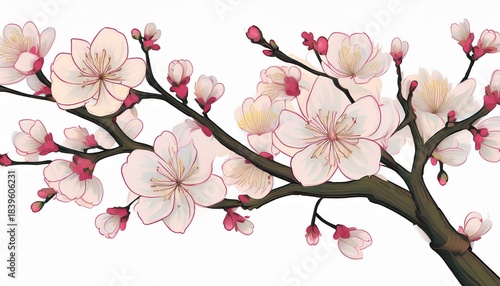 tree branch flower isolated on a white background