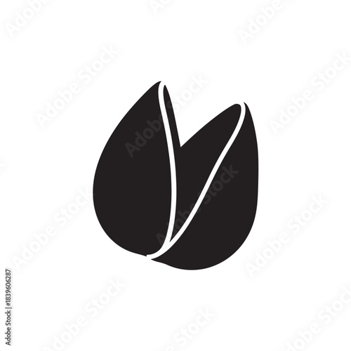 Minimalist black pistachio nut icon a simple vector glyph for food and snack branding healthy eating apps or ingredient list designs isolated on white background