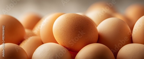 Raw chicken eggs texture background, closeup