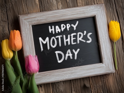 Happy Mother's Day greeting message and spring flowers