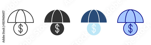 Financial Protection Icon Set. Designed In Multi Style