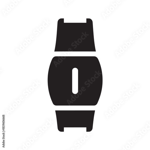 Black glyph icon of a minimalist smartwatch or fitness tracker perfect for app design web elements and digital health concepts