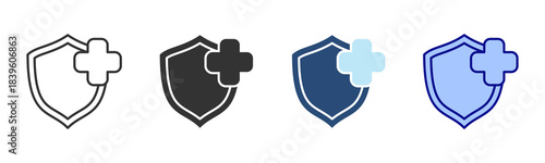 Medical Protection Icon Set. Designed In Multi Style