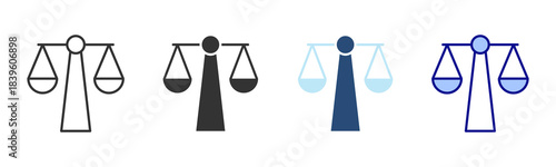 Justice Balance Icon Set. Designed In Multi Style