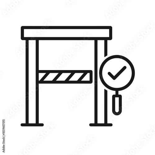 Thin-outline border checkpoint icon, ideal for immigration platforms, visa processing apps, travel verification systems, and international mobility communication.