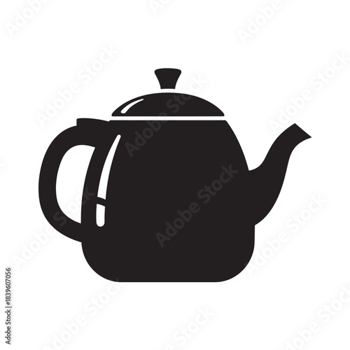 Classic black silhouette teapot icon a minimalist flat vector illustration ideal for hot beverage menus kitchenware applications and UIUX design