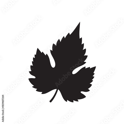 Vector illustration of a black grape leaf a simple silhouette design element for wine labels branding and nature-themed projects