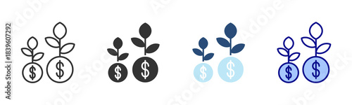 Financial Growth Icon Set. Designed In Multi Style