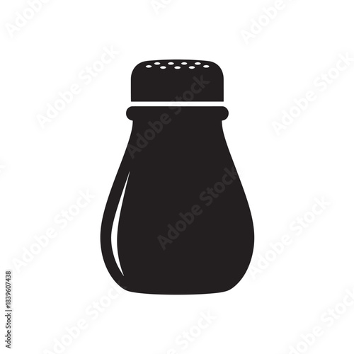 Black silhouette icon of a classic salt or pepper shaker a minimalist vector illustration for kitchen restaurant or food-related designs