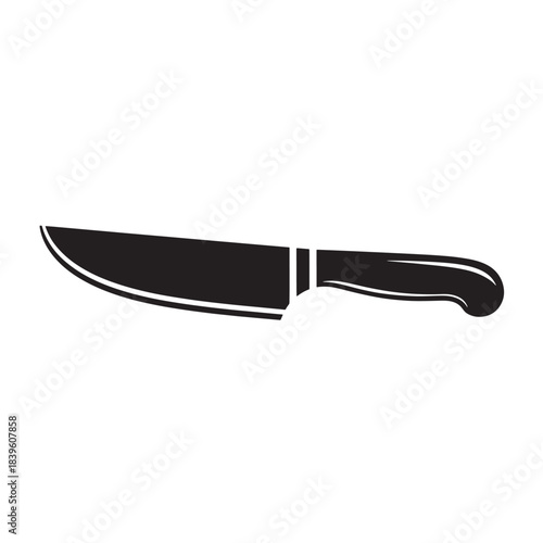 Black silhouette of a chefs knife a minimalist vector illustration perfect for culinary branding restaurant menus and food preparation icons