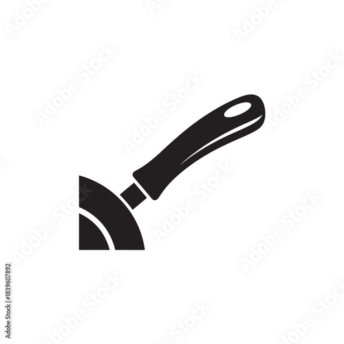 Black silhouette of a frying pan handle a simple minimalist glyph icon for kitchenware and cooking applications