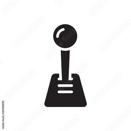 Black glyph icon of a car gear shift lever a minimalist vector symbol for automotive apps and web interfaces isolated on white background