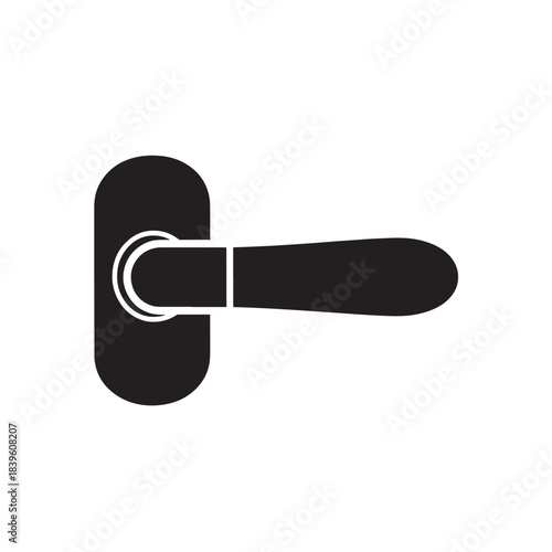 Black silhouette of a modern door handle a minimalist flat design icon for web and app interfaces isolated on white background