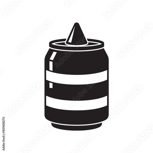 Striped paint roller tool silhouette graphic vector illustration isolated on white background for painting decoration and home improvement design