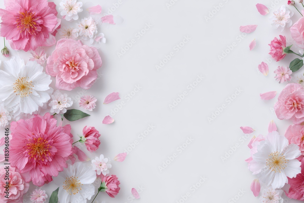 Fototapeta premium Stunning White Floral Scene. A Beautiful Background of Colorful Flowers for Wedding Decor and Nature Inspiration