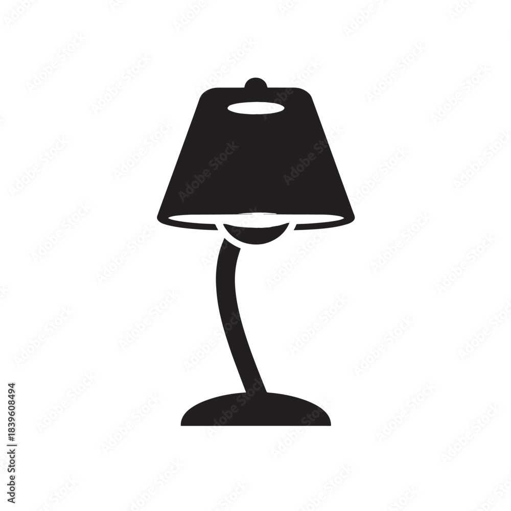 Obraz premium Table lamp simple black glyph icon illustration isolated on white background for app and web design