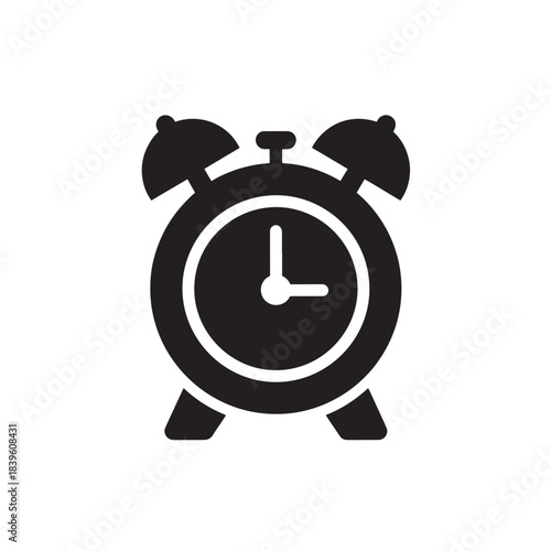 Retro alarm clock simple glyph icon vector illustration for office business productivity