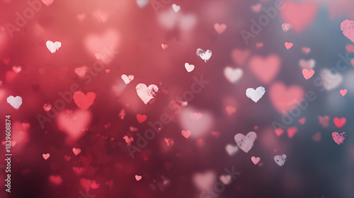 Colorful hearts floating in a blurred background during a festive celebration