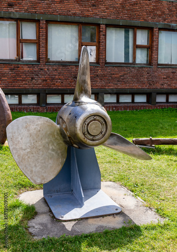 Oslo, Norway-August 11, 2025: Historic Ship Propeller-Maritime Engineering Display