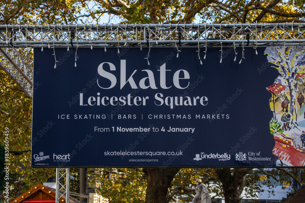 Naklejka premium Ice Rink at Leicester Square in London, UK