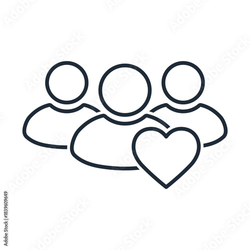 Fan team. A group of fans, supporters. Vector linear icon isolated on white background.