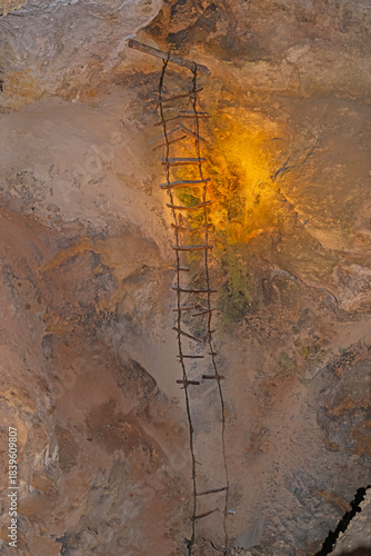 Old Wood and Rope Ladder Used ot Explore a Cave