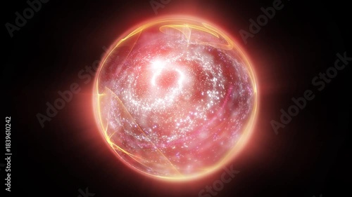 A plasma energy sphere emitting light and energy waves within which a galaxy is formed.
