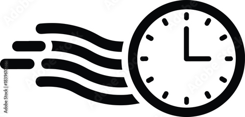 Fast time icon, speed clock, quick delivery, time management, efficiency symbol