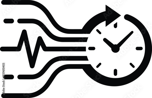Realtime data processing and analysis icon, timesensitive information flow isolated on
