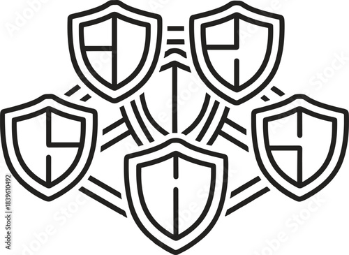 Cyber security network shields icon