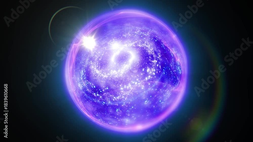 A plasma energy sphere emitting light and energy waves within which a galaxy is formed.
