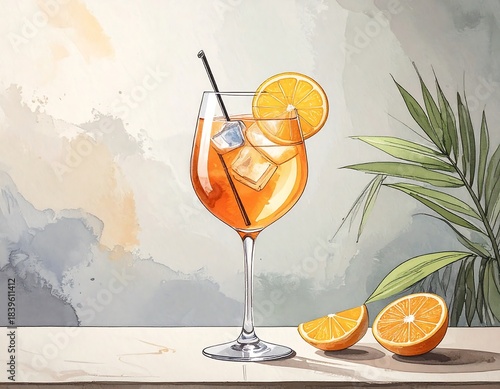 Orange cocktail on a table
