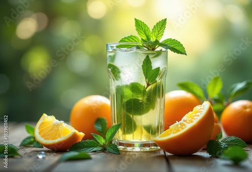 Mint Leaf Mojito Infusion Lively Refreshment Evokes Summer Escape Citrus Burst Garden Vibes