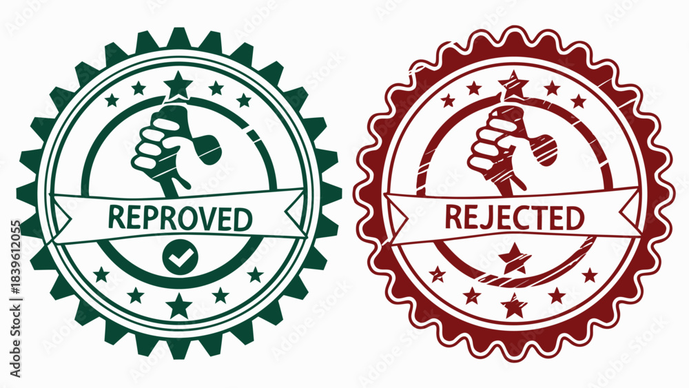 Obraz premium Vector illustration reproved and rejected stamps or seals comparison