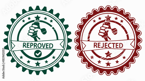 Vector illustration reproved and rejected stamps or seals comparison